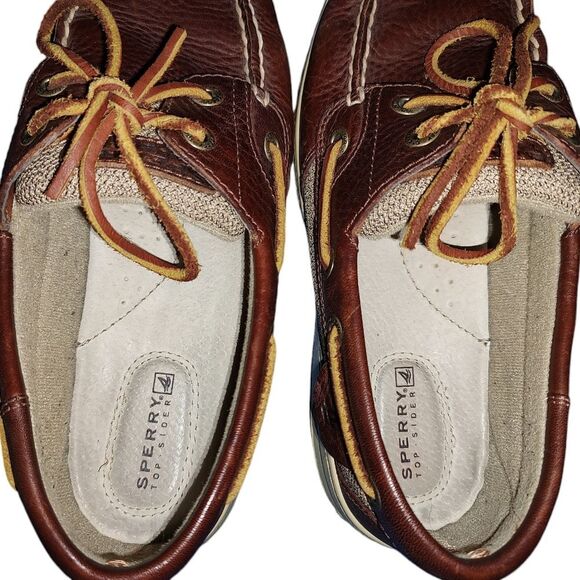 Sperry Top Sider Boatshoe Bluefish 2 Eye Tan Women 7M 9276632 Preppy Comfortable - Picture 2 of 7